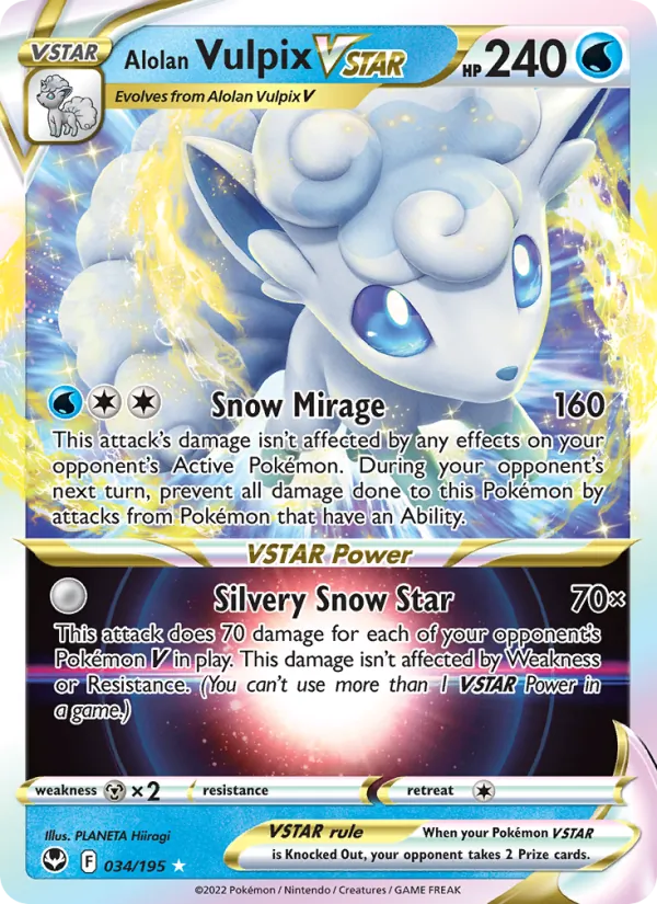 Alolan Vulpix VSTAR - Silver Tempest #034/195
